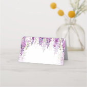 紫色水彩藤の花のウェディングシャワー プレイスカード (正面)