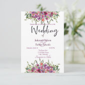 紫色水彩野花 ウェディング 招待状 (スタンド正面)