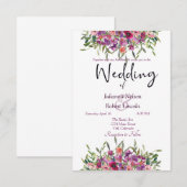 紫色水彩野花 ウェディング 招待状 (正面/裏面)