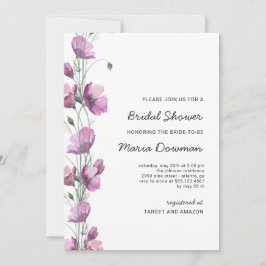  紫色水彩野花 婚礼前夕邀请函 招待状