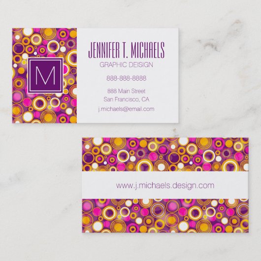 紫色水玉模様パターン 名刺 (正面/裏面)
