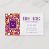 紫色水玉模様パターン 名刺 (正面)