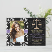 紫色法律学校の卒業の発表の招待 招待状 (スタンド正面)