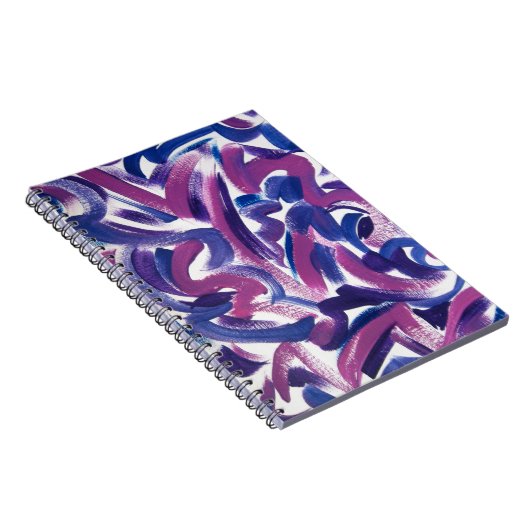 紫色渦巻手によって絵を描かれる抽象的なブラシストローク ノートブック (右側)