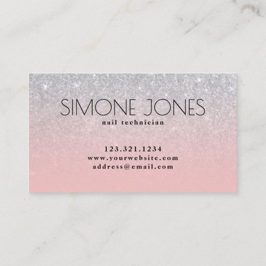 紫色爪、 ネイルポーエレガントリッシュストロークシルバーグリッター 名刺 (裏面)