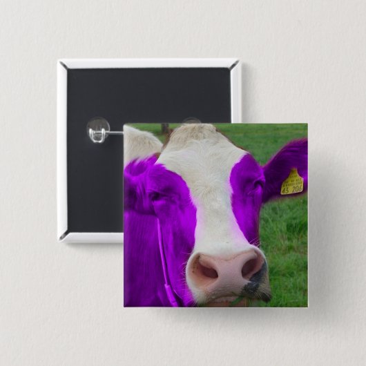 紫色牛 缶バッジ (正面&裏面)