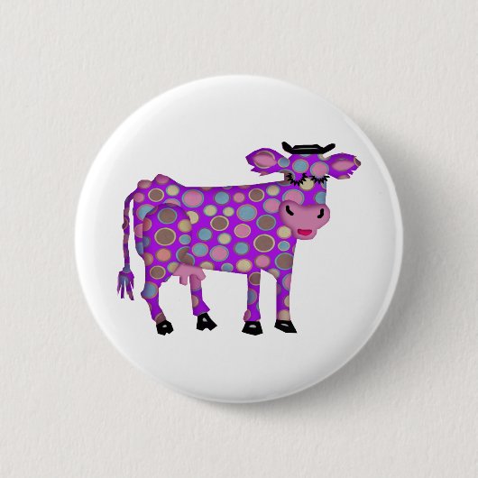 紫色牛 缶バッジ (正面)