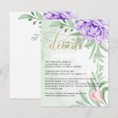 紫色牡丹玫瑰綠植葉子婚禮細節 エンクロージャーカード (正面/裏面)