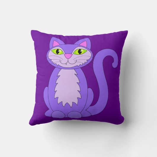 紫色猫のかわいいSnaggletoothの子猫の枕 クッション (裏面)