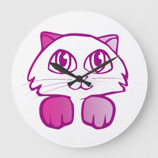 紫色猫 ラージ壁時計 (正面)