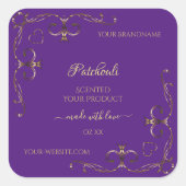 紫色王室のの製品ラベル華美コーナ縁どー スクエアシール (正面)