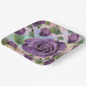 紫色玫瑰紙盤（附仿金邊框） ペーパープレート (傾斜あり)