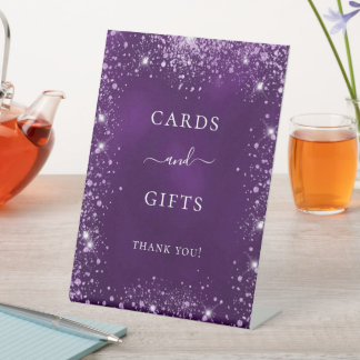 紫色粉紅閃光卡片禮物簽名 台座サイン