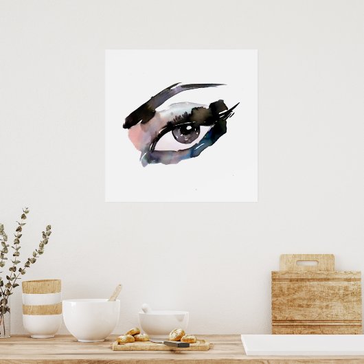 紫色粉色水彩眼睫毛化妆品牌形象设计 ポスター (キッチン)