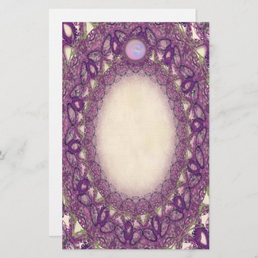 紫色素晴らしの蝶レース文房具 便箋 (正面/裏面)