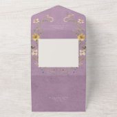 紫色素朴のワイルドフラワーフレームQRコード オールインワン招待状 (外側)