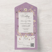 紫色素朴のワイルドフラワーフレームQRコード オールインワン招待状 (内側)