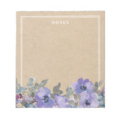 紫色素朴の水彩花メモ帳 ノートパッド (正面)