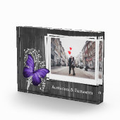 紫色素朴の蝶カップルのフォトブロック フォトブロック (右)