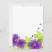 紫色紫の花の結婚式 婚約パーティー 招待状 (裏面)