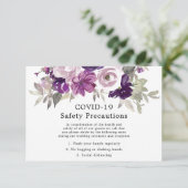紫色紫藤花ウェディングCOVID-19安全対策 エンクロージャーカード (スタンド正面)