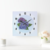 紫色紫陽花 スクエア壁時計 (ホーム)