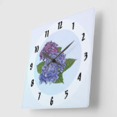 紫色紫陽花 スクエア壁時計 (傾斜)