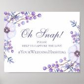 紫色結婚の花のサイン。Instagramハッシュタグ ポスター (正面)