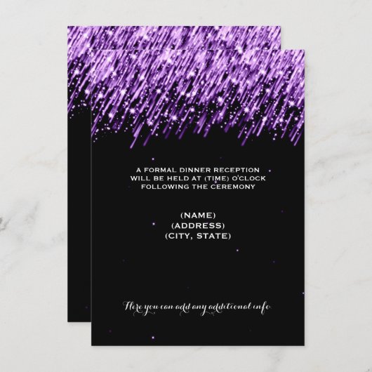 紫色結婚披露宴のパーティーの落下星 エンクロージャーカード (正面/裏面)