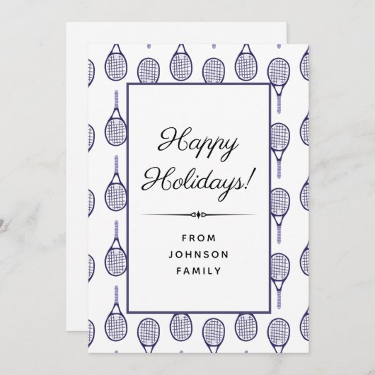 紫色網球拍圖案 快樂假期 耶誕節 シーズンカード (正面/裏面)