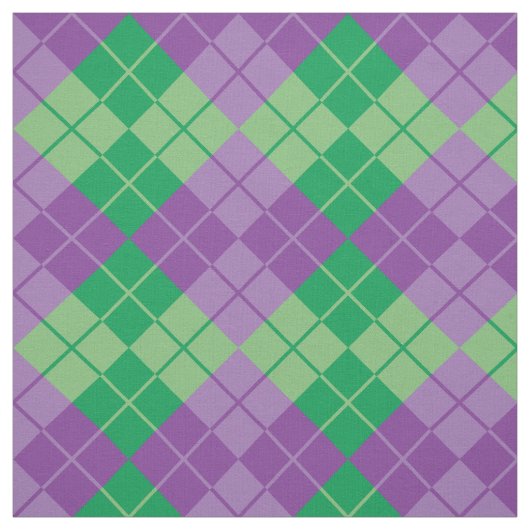 紫色緑のアーガイル ファブリック (見本)