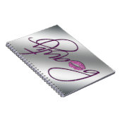 紫色美しいのCosmetologyのピンクのグリッターの唇 ノートブック (右側)