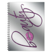 紫色美しいのCosmetologyのピンクのグリッターの唇 ノートブック (正面)
