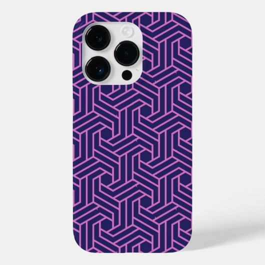 紫色背景のピンク幾何学抽象 Case-Mate iPhoneケース (裏面)