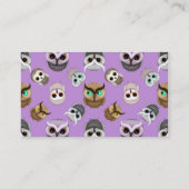 紫色背景の可愛いフクロウのイラストパターン 名刺 (裏面)