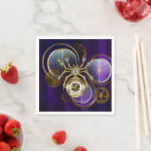 紫色背景の蒸気パンク蜘蛛 スタンダードカクテルナプキン (インサイチュ)