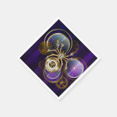 紫色背景の蒸気パンク蜘蛛 スタンダードカクテルナプキン (角)