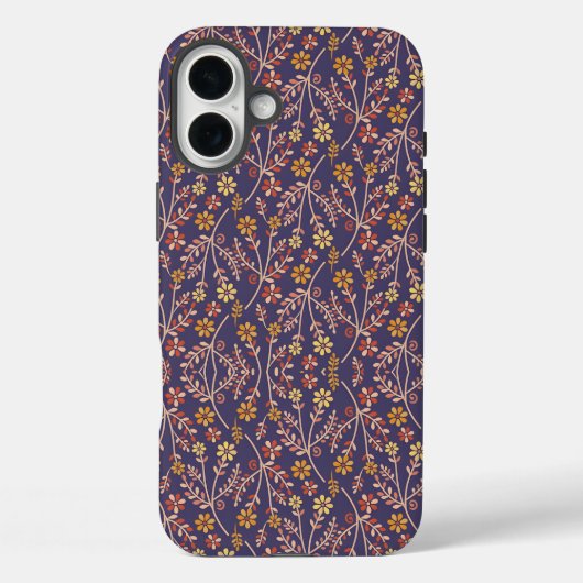 紫色背景の遊び心ある花とツル模様 Case-Mate iPhoneケース (裏面)