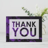 紫色背景の黒大理石模様 カットアウト付き サンキューカード (スタンド正面)