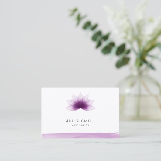 紫色色のはすの花 名刺 (スタンド正面)