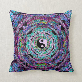 紫色色の陰陽の曼荼羅 クッション