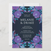 紫色花の手描き結婚式招待状 招待状 (正面)