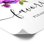 紫色花卉とグリーンシャワーフェイバーズのサイン ポスター (角)