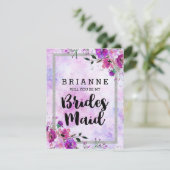 紫色花卉和银色你愿意成为我的伴娘吗 招待状 (スタンド正面)