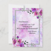 紫色花卉和银色你愿意成为我的伴娘吗 招待状 (裏面)