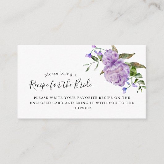 紫色花卉婚前派对食谱请求卡 エンクロージャーカード (正面)