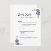 紫色花卉婚礼请柬回信植物园 招待状 (正面/裏面)