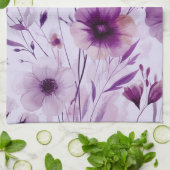 紫色花卉水彩花朵优雅 キッチンタオル (折り畳み)