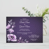 紫色花卉装饰婚礼请柬 招待状 (スタンド正面)
