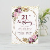 紫色花卉21岁生日派对邀请函 招待状 (スタンド正面)